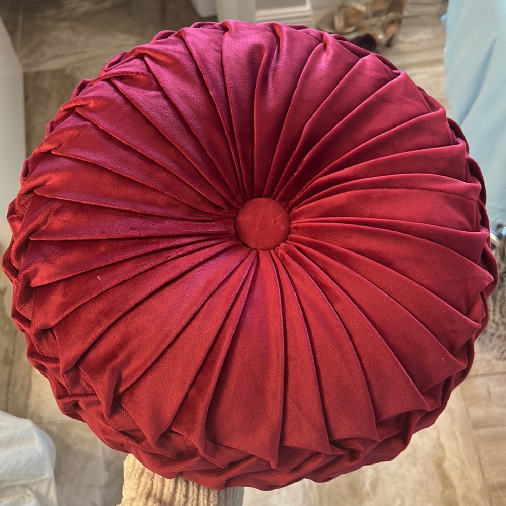 NEW Pleated Round VELVET Throw Pillow Chair Sofa Living Room Home Decor U CHOOSE - Picture 8 of 15
